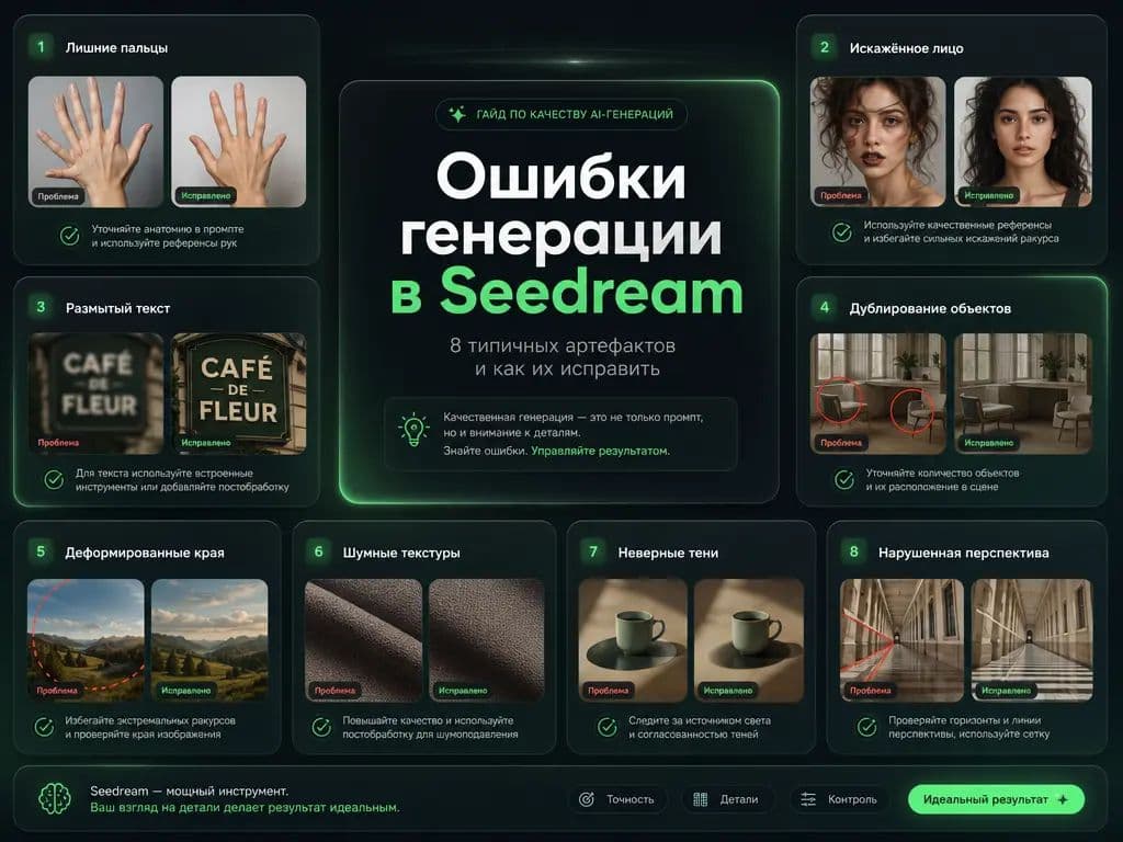 Ошибки генерации в Seedream: 8 типичных артефактов и как их исправить