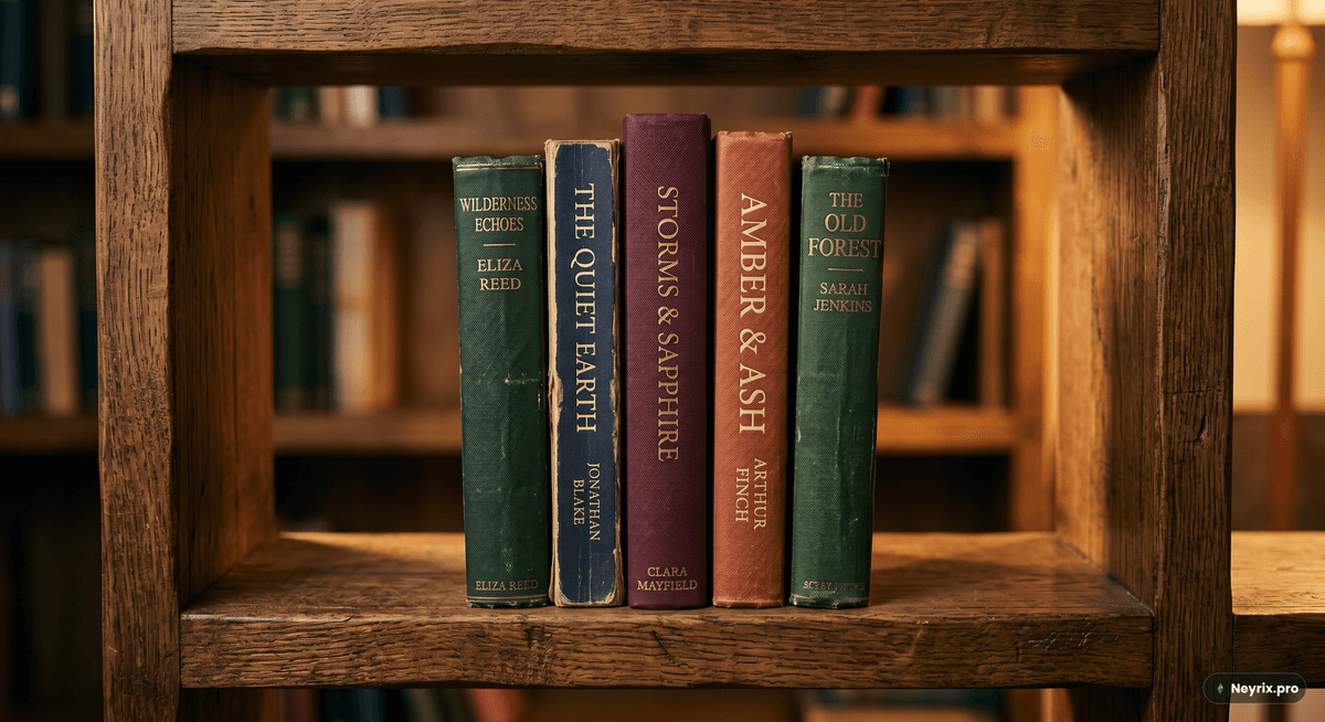 Исходное изображение — деревянный книжный стеллаж с пятью книгами для теста редактирования