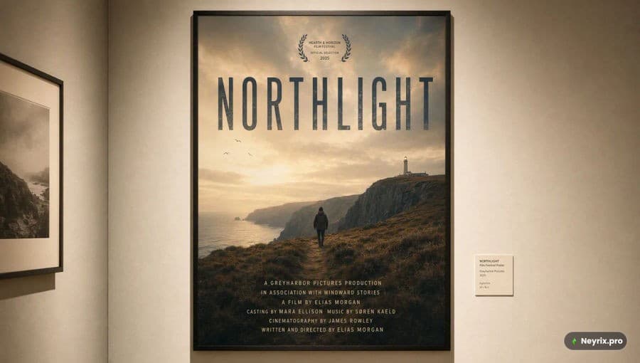 Постер кинофестиваля с заголовком NORTHLIGHT и полным титульным блоком мелким шрифтом